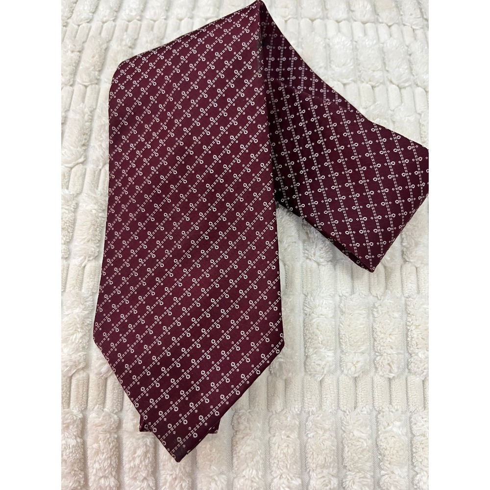 Flander Necktie Mens OS Burgundy Good Geometric Pattern Made‎ in Spain